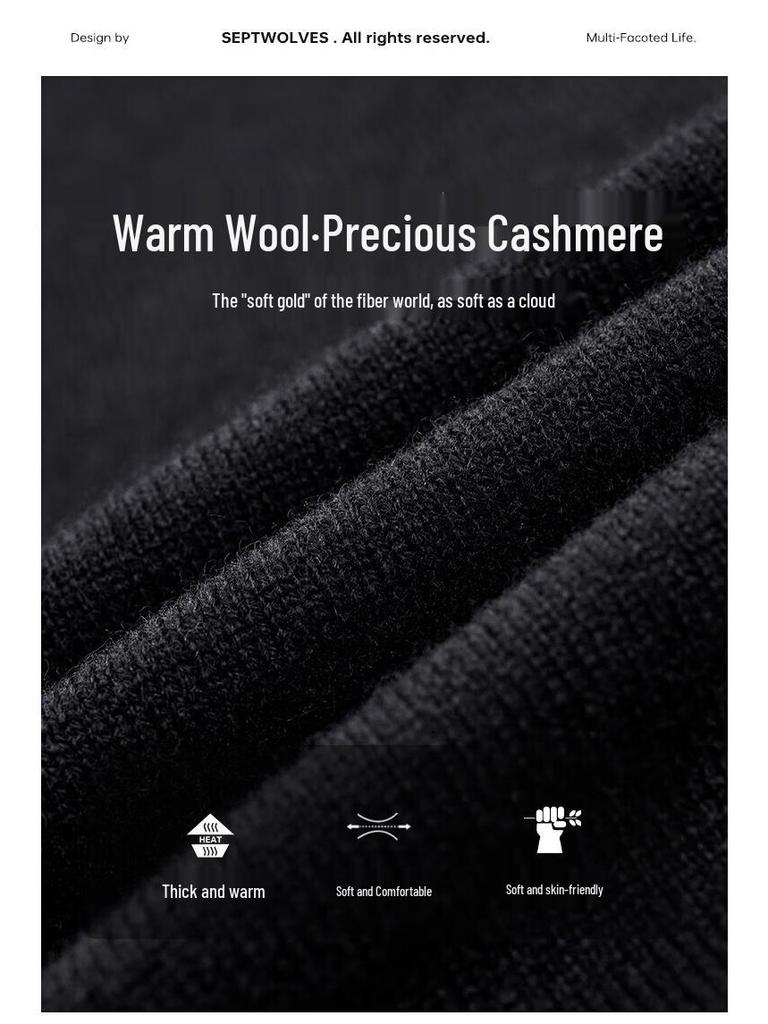 SEPTWOLVES Men's Cashmere Blend Turtleneck Sweater