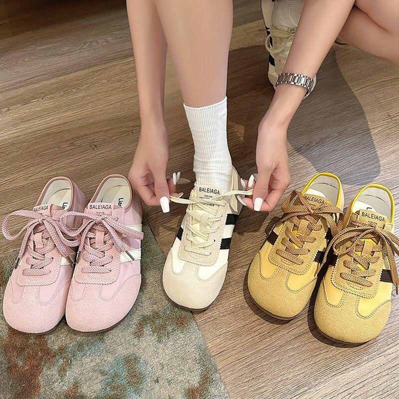 2025 new spring German training shoes women's flat-soled Forrest Gump shoes women's retro versatile and lightweight student sports little white shoes