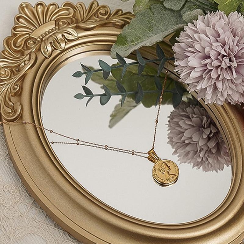 New Sale Rustic French Style Carving Frame Table Mirror Gold Mirror Tray Home Decorative Mirror Bedroom Table Makeup Mirror