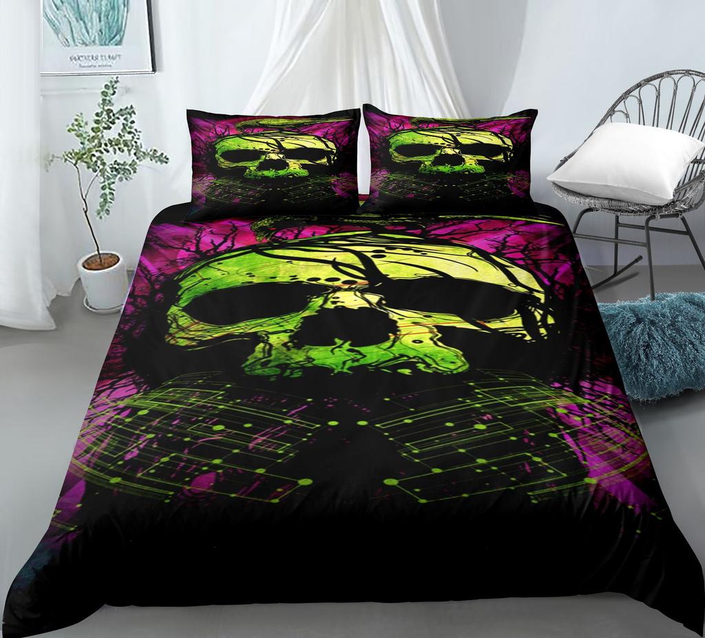 3D Digital Printing Kit Three-Piece Quilt Cover Sheet Skeleton