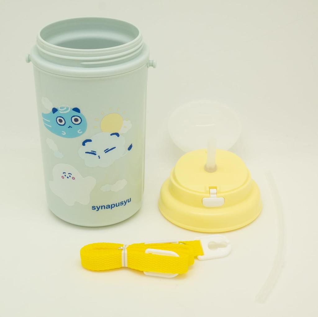 OSK (OSK) Shinapushu Wasserflasche mit Strohhalm, Isoliert, 450ml, Hergestellt in Japan, Einhandöffnung, Weite Öffnung, Leicht zu reinigen, Leicht zu trinken, Niedlich,