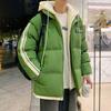 Color Matching Stripes Youth Autumn and Winter New Winter Coat Trendy Brand Hooded Couple Versatile Casual Men