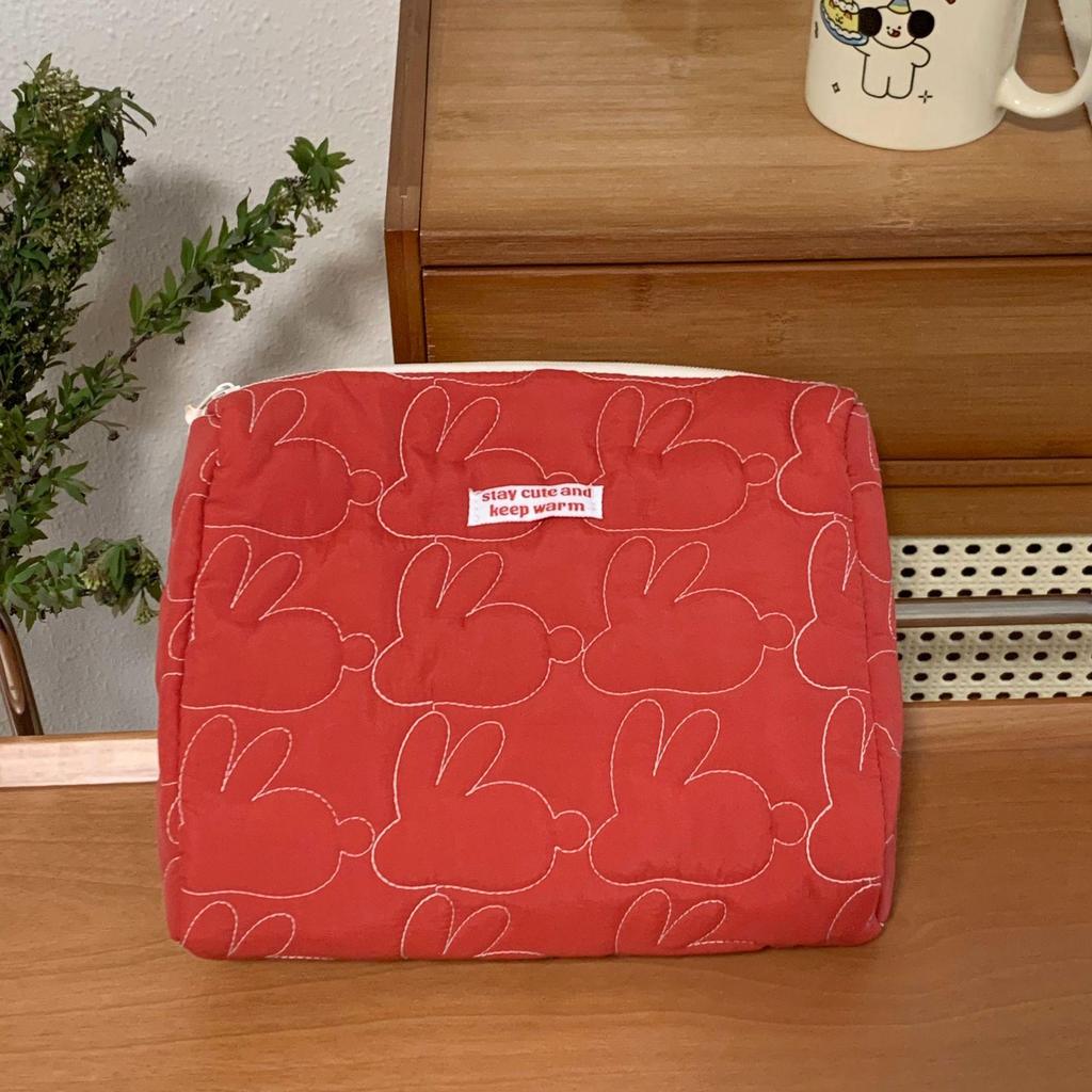 Rich Rabbit Quilted Cotton Cosmetic & Storage Bag - Large Capacity, Stylish, Portable, Zipper Clutch