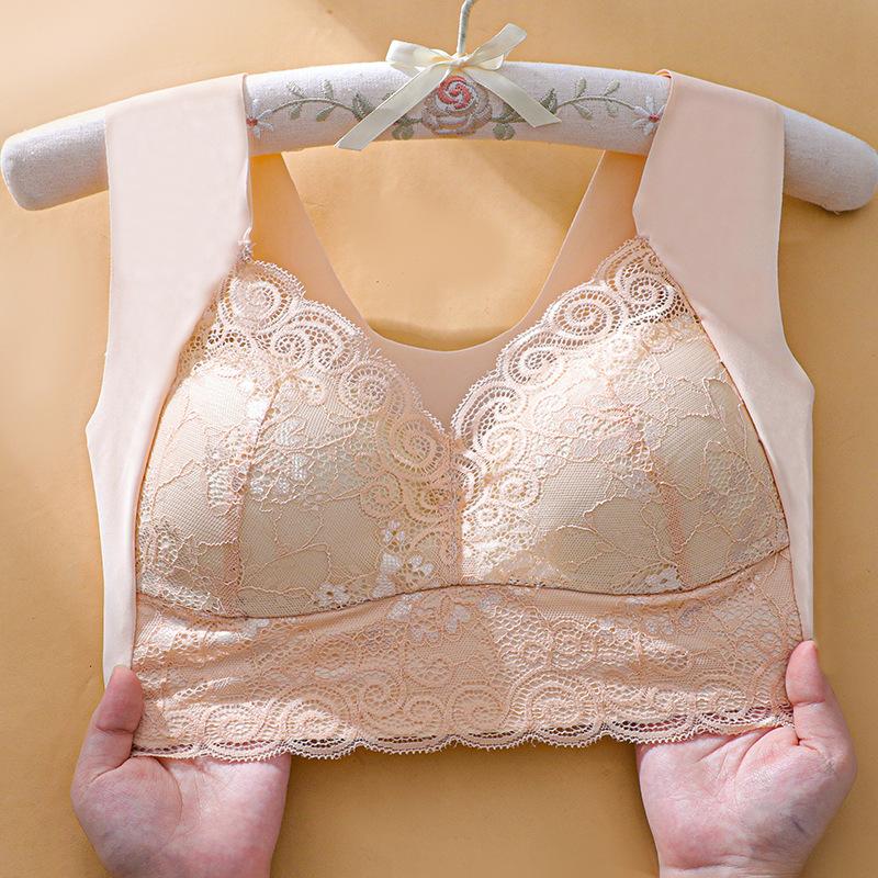

Кружевной бюстгальтер больших размеров для женщин с эффектом пуш-ап, регулируемый, без стального кольца, дышащий, удобный, бесшовный, женское нижнее белье, бюстгальтеры 44BCD дубильная кора