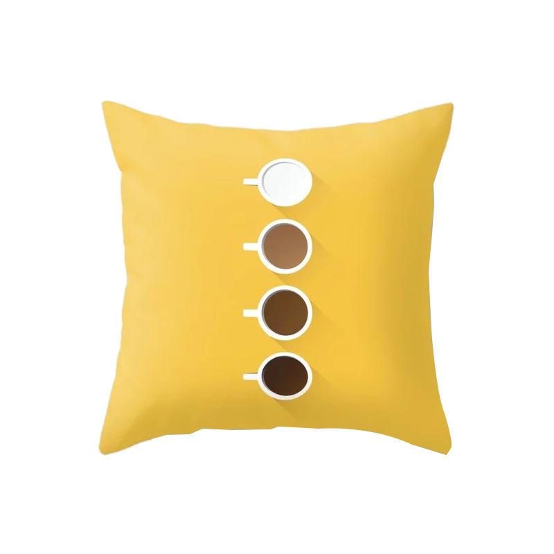 New Yellow Cartoon Plaid Pattern Pillowcase Home Fabric Sofa Pillow Cushion Cover Sleep Side