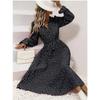 Autumn and Winter Women's Pressure Folded Peplum Long Sleeve Hem Dresses