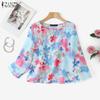 ZANZEA Women Casual Round Neck 3/4 Sleeve Summer Floral Blouse
