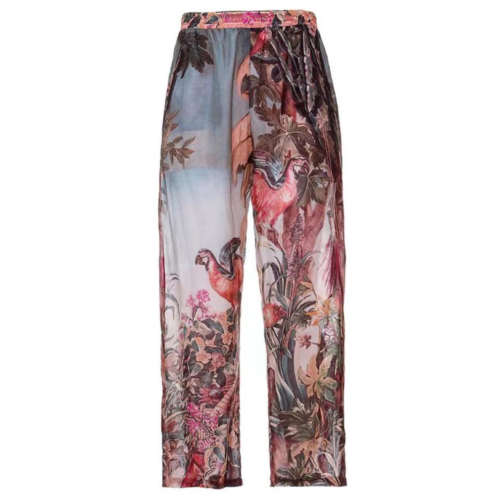 2025 Retro Badeanzug mit sexy Print und Netz-Langhose