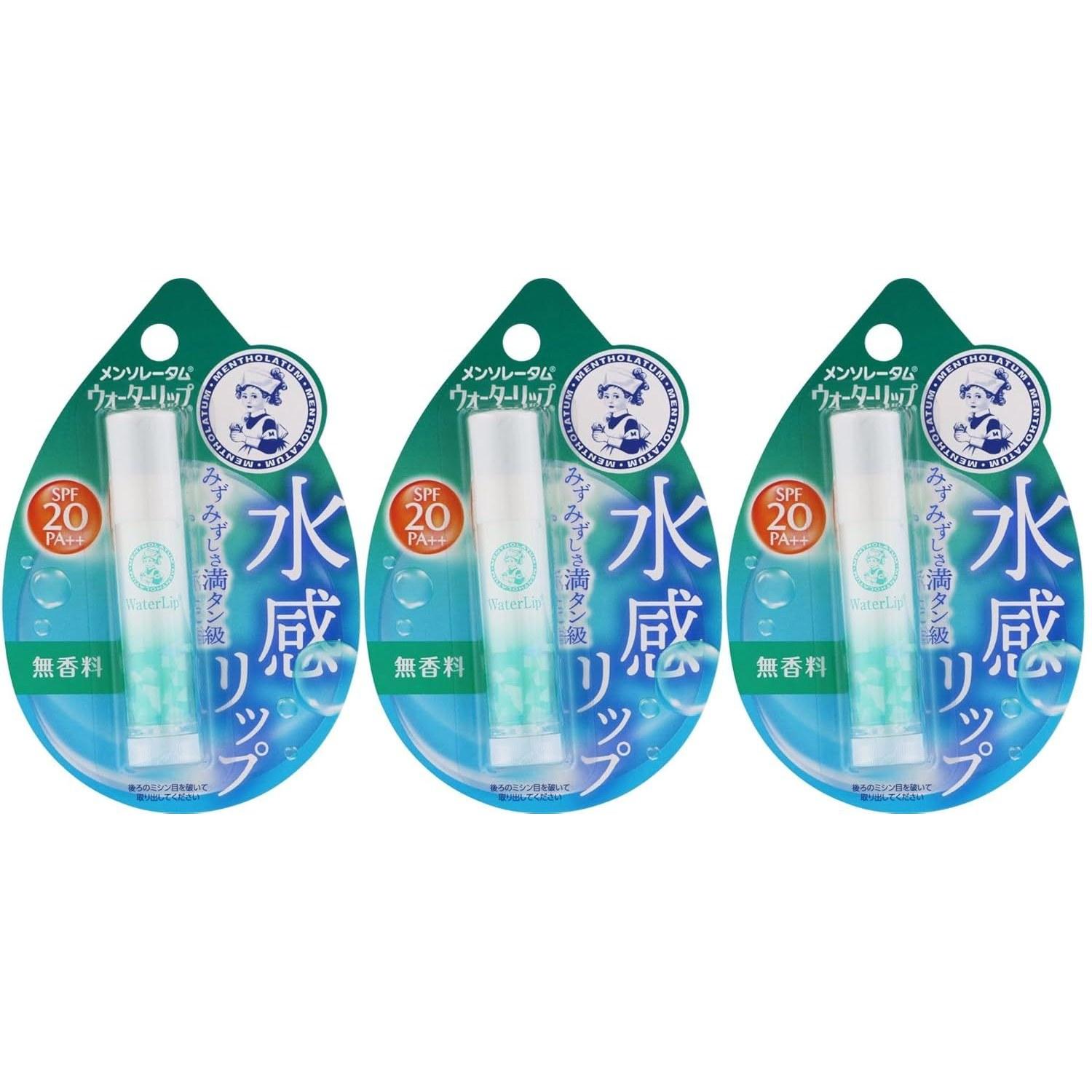 Mentholatum Water Lip Fragrance-Free 4.5g 3 pieces White