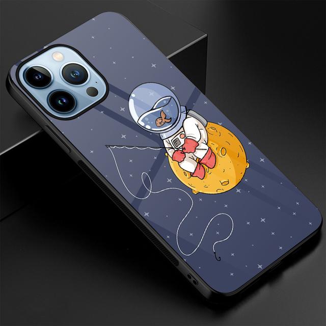 Protection Shell Case For Iphone 14 13 11 12 Pro Max Mini Xs Xr X 7 8 6s Plus Se 2022 Tempered Glass Moon Astronaut Cover Capas