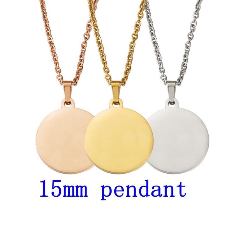 10pcs 45cm 50cm 60cm Simple 304 Stainless Steel Glossy Disc Necklace For Women Pendant Necklace