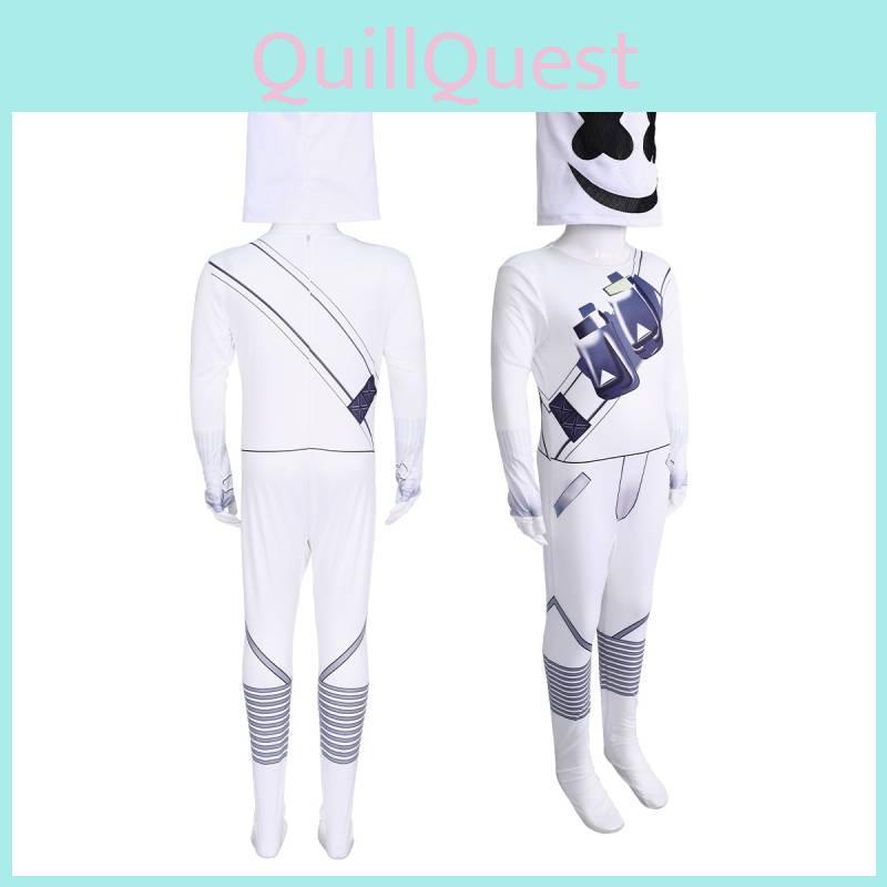 Conjunto de Disfraz de DJ Marshmello con Capucha, Guantes y Pantalones para Actuación de Halloween