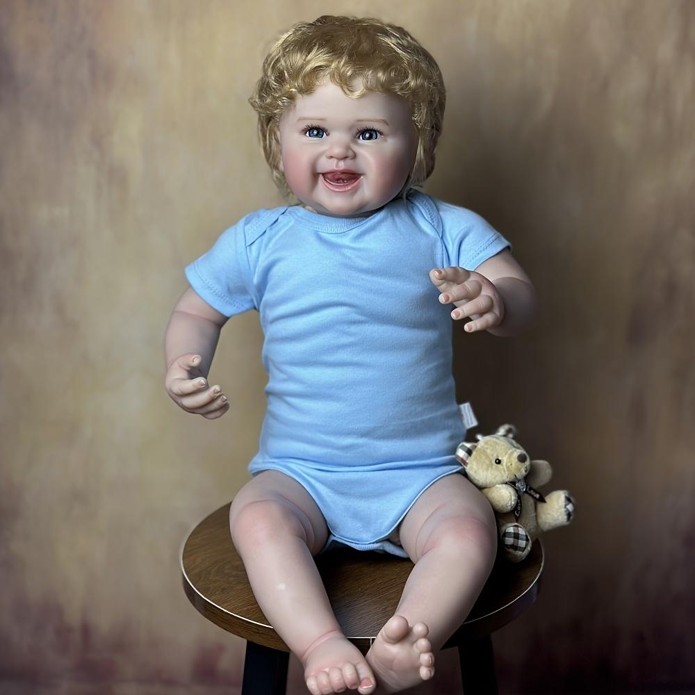 BZDOLL 22inch Realistic Reborn Doll with 3D-paint Skin & Vascular Vein 55cm Newborn Baby Boy Soft Vinyl Limb Soft Cloth Body Smiling Toddler Toy