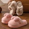 New autumn and winter household cotton slippers women's bow home indoor thickened fluffy warm non-slip cotton shoes