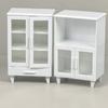 1pc Miniature Cabinet - White & Transparent Glass Door Storage Organizer, Compact Durable Design for Home Decor, Model Room Display, Creative Craft