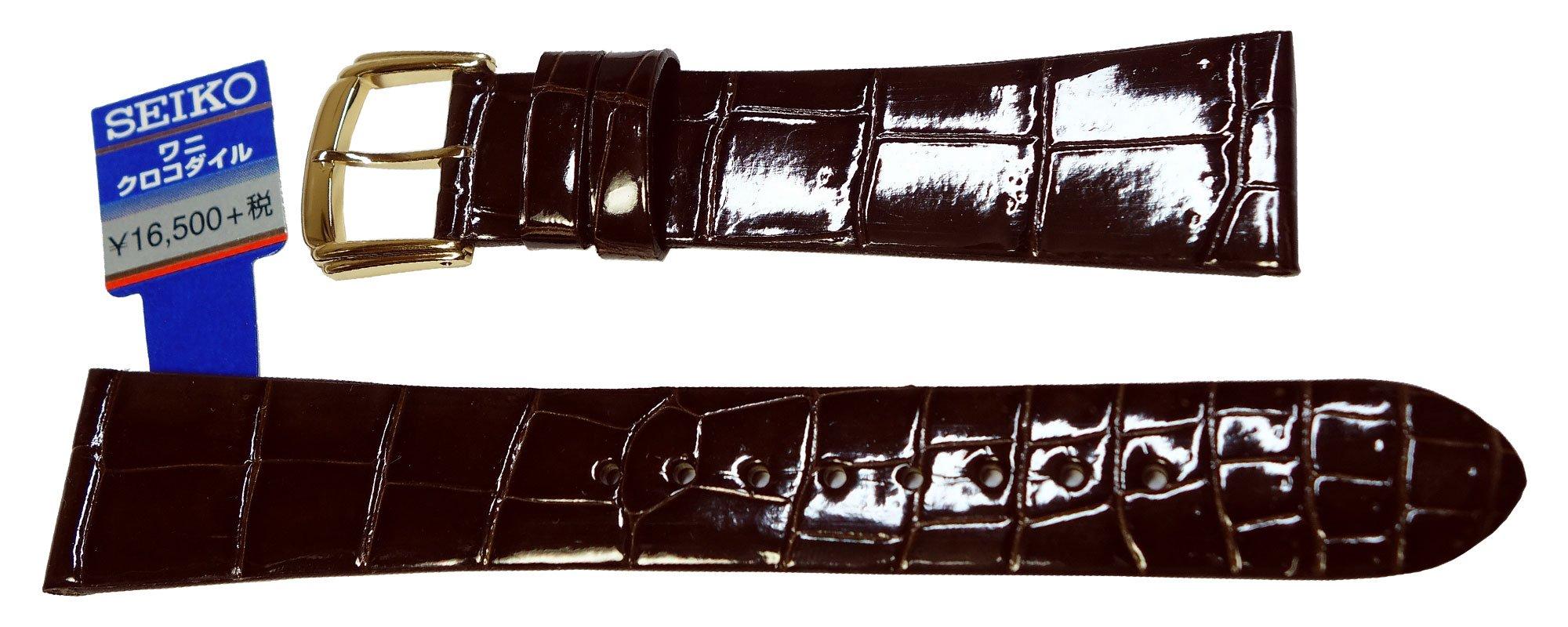 

19 мм ремешок для часов Seiko DFA6 Crocodile темно-коричневый
