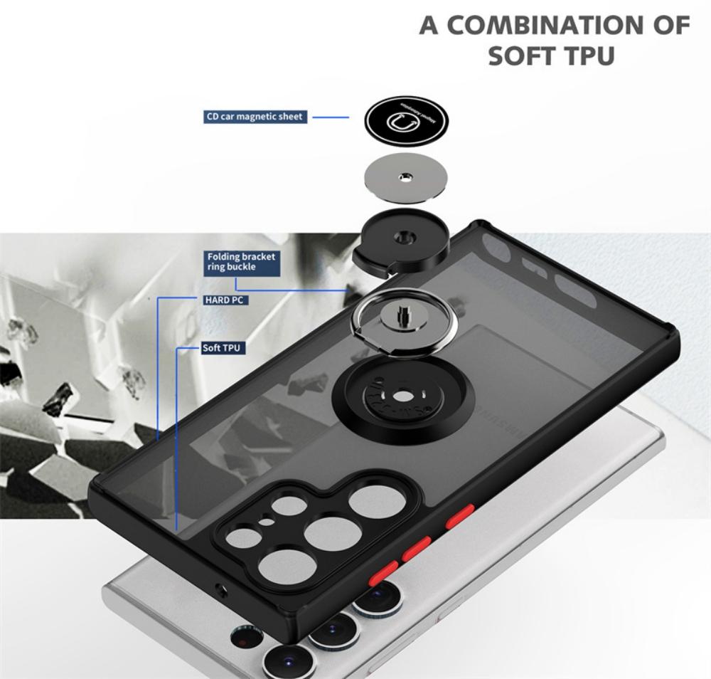 For Samsung Galaxy S25 Ultra 5G Case Car Magnetic Holder Ring Armor Cases For Sumsung S25 Plus S 25 S25Ultra Matte PC Back Cover