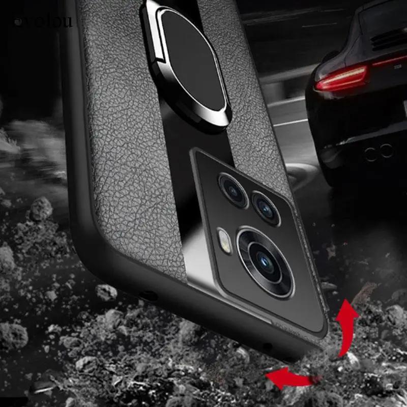 Plexiglass PU Leather Phone Case For Xiaomi 14T Pro Magnetic Metal Ring Stand Holder Shockproof Protect Cover For Xiaomi 13T Pro