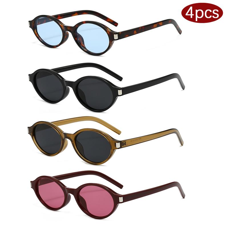 Cycling 1/4pcs Vintage Simple Oval Small Frame Sun Glasses Men Women Street Style Leopard Frame Sunglasses Luxury Brand Eyewear