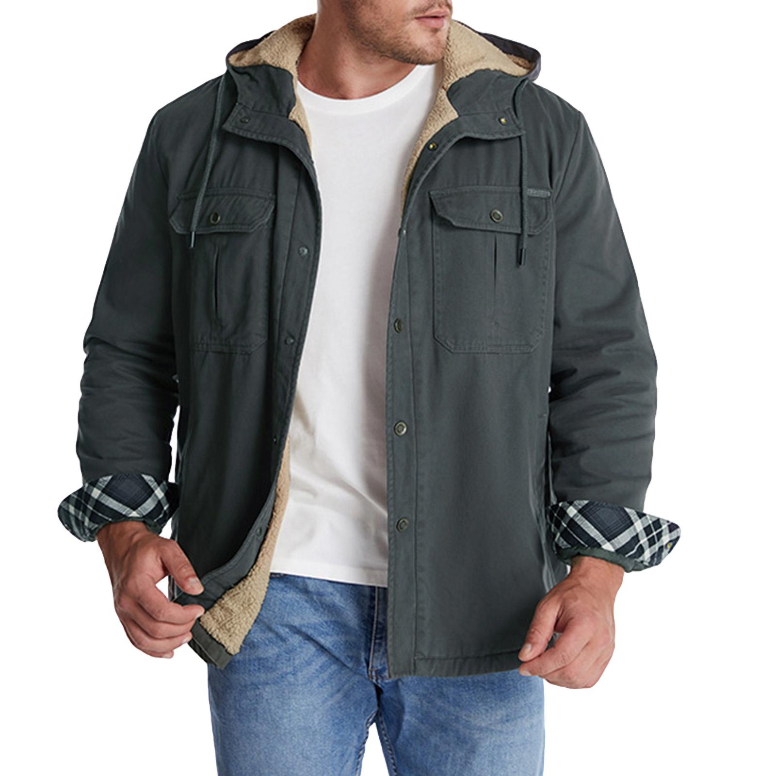 

Мужская однотонная рабочая куртка с карманом на пуговицах, мужская повседневная куртка дальнобойщика M