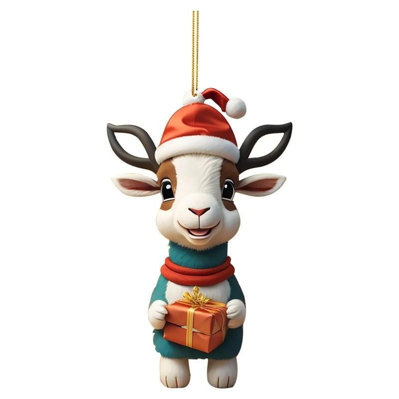 

Goat Festive Cartoon Christmas Car Hanging Decoration Cheerful Acrylic Home Accent 10