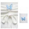 Summer Women's White Off-the-shoulder Flared Sleeve T-shirt, Cute Blue Butterfly Long-sleeved Women's Top
