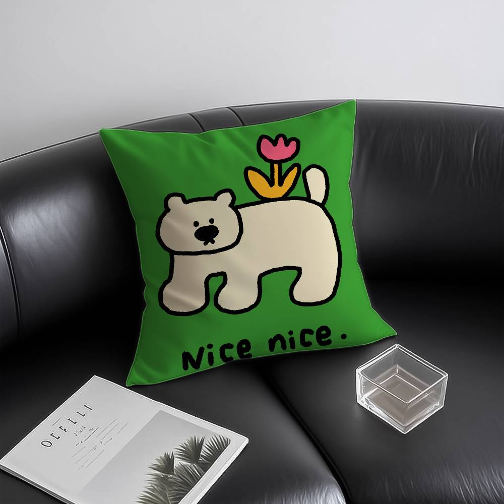 Happy Dog Pillow Case Anti-dustmite Invisible Zipper Sofa Bed