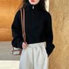 Pullover mit halbem Reißverschluss Damen locker Oberbekleidung Herbst und Winter neuer Pullover kurz hochtailliertes Design Unterteil Strickpullover Top