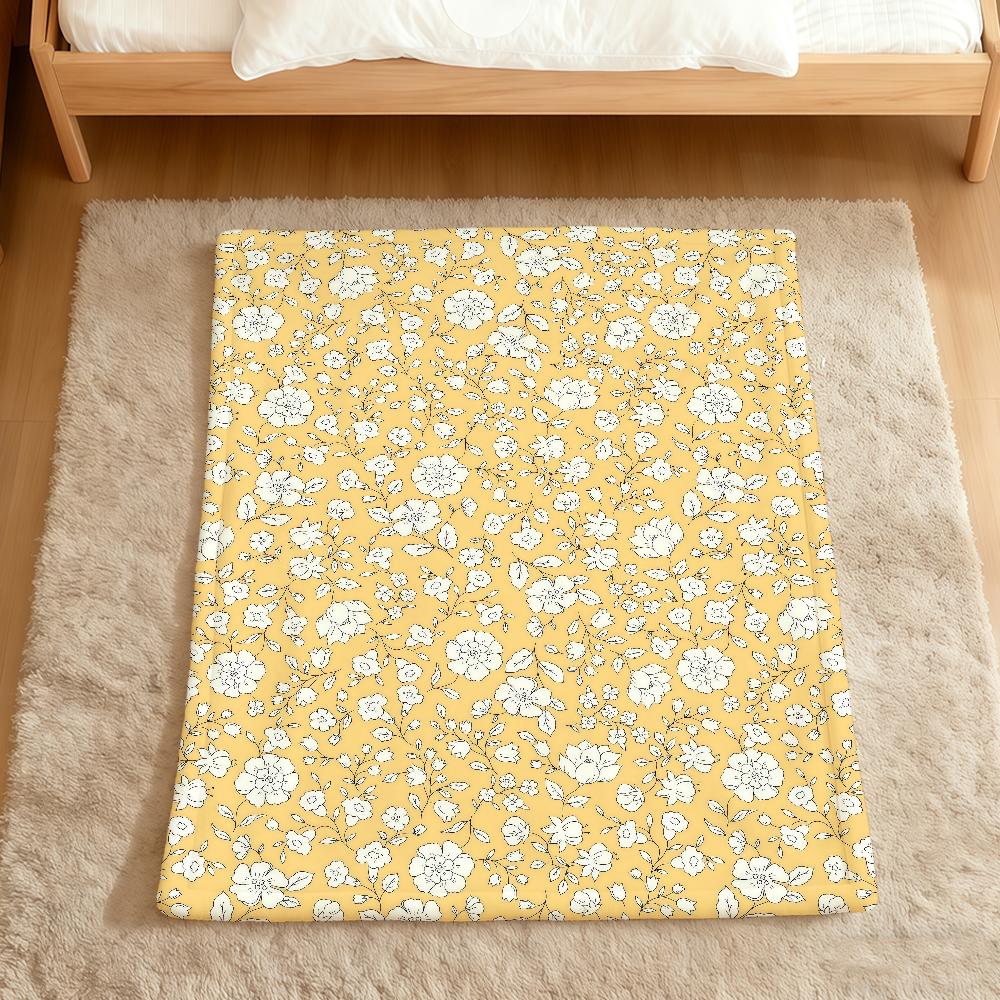Yellow Floral Cute Fashion Pattern Flannel Soft Warm Plush Blanket For Sofa Living Room Pet Hogar Bedroom Gift Home Car Portable