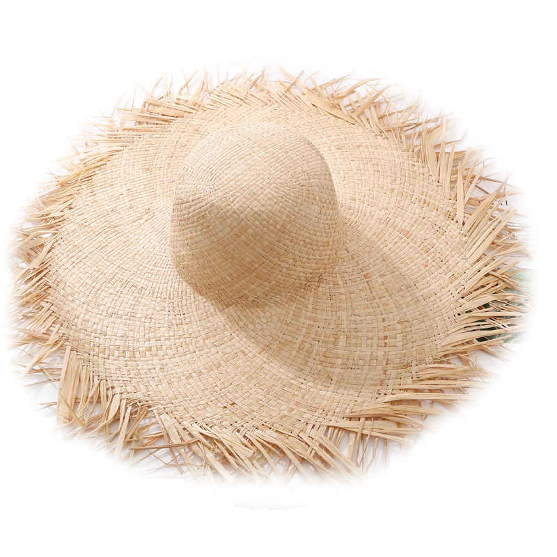 Summer Hat Women's Seaside Beach Temperament Burr Raffia Straw Hat Summer Sunshade Sun Hat