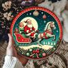 Vintage Christmas Santa Sleigh Ride Aluminum Metal Tin Wall Art Home Decor