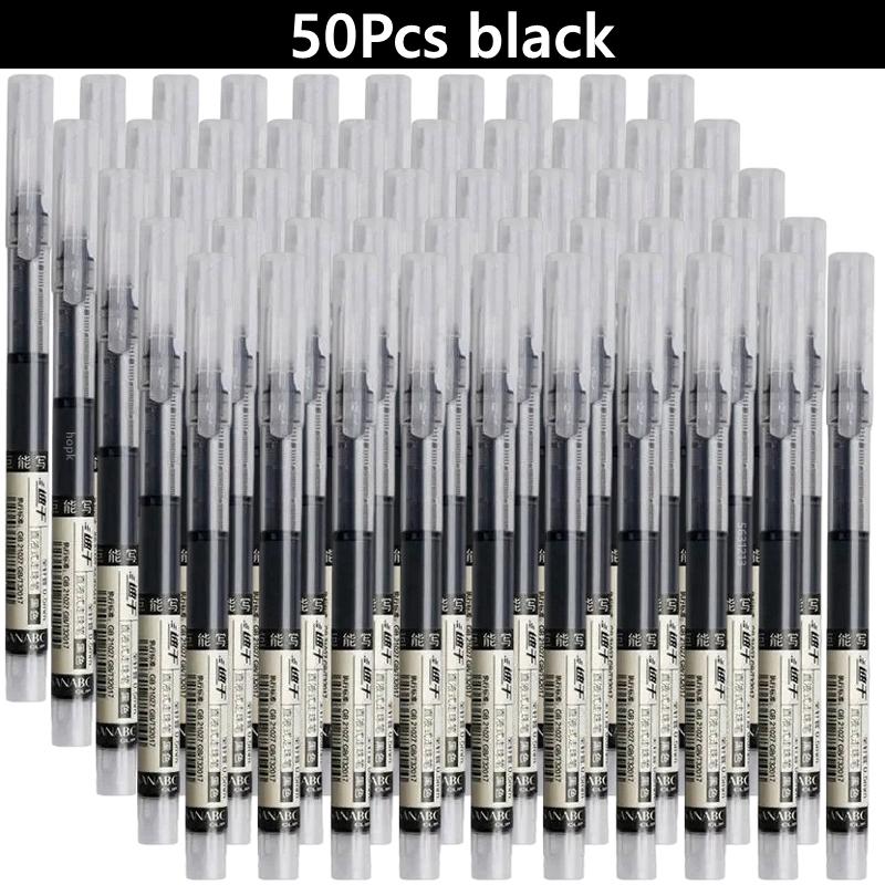3-100 Pcs Straight Liquid Ball Pen Signature Gel Pen 0.5mm Black Blue Ink School Office Ball Pen School Office Supplies Writing