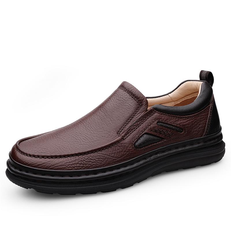 Fashion Handmade Genuine Leather Mens Casual Shoes Antiskid Man Loafers Comfort Walking Shoes All-match Treking Flats Hot Sale Moccasins