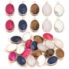 2 Pcs Natural Stone Charms Gold Edge Oval Shape Pendant for Jewelry Making Accessories DIY Necklace Bracelet Earring Supplies