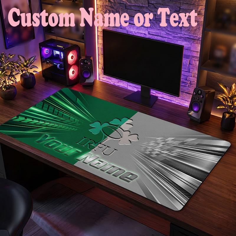 Ireland Rugby Customized Name Text Mouse Pad, Large Desk Mouse Mat Personalized Home Office Present