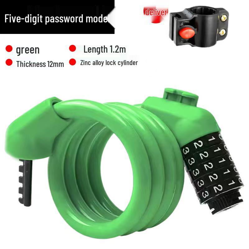 Five-Digit Anti-Theft Cable Lock for Mountain Bikes & E-Bikes