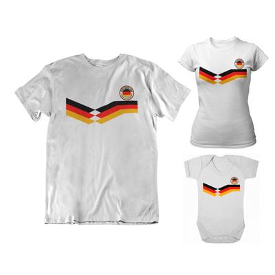 Erwachsenes oder DE Retro Streifen Fußball T-Shirt 2024 Deutscher Euro Weltcup