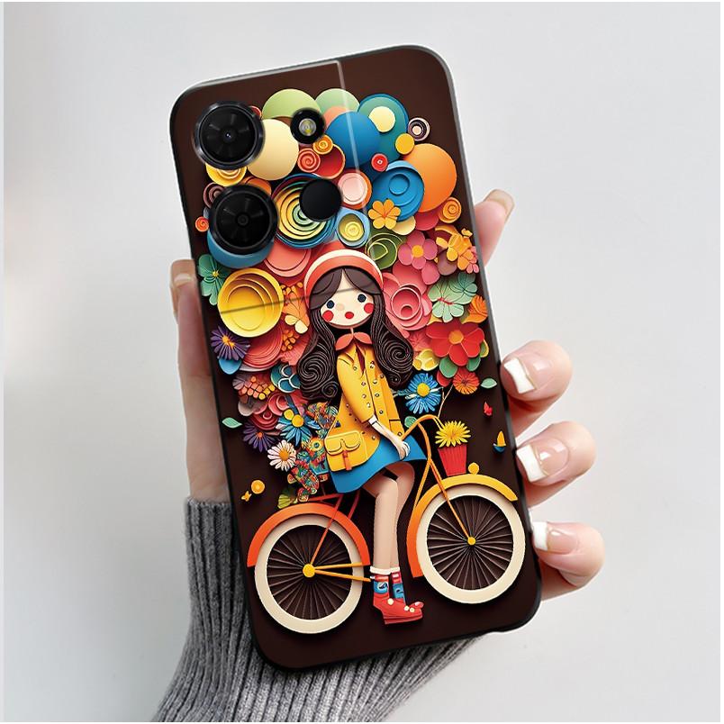 For TCL 503 K33 T513Z K32 T513W Case Luxury Cute Love Rabbit Funny Black Matte Soft Silicone Back Cover Shockproof Phone Case
