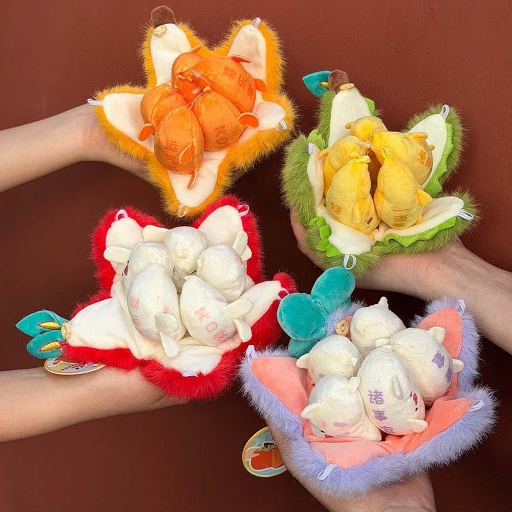 Weiche, abziehbare Frucht Schlüsselanhänger Durian Plüschtier Anhänger Täglicher Kreativer Mandarine Schlüsselring Schüler