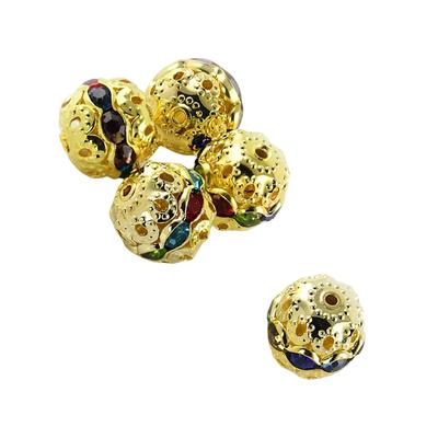 100 Pieces Rhinestone Beads with Holes Polishing Metal Round Ball Bead Popular Accessories Jewelry Supplies Making Parts