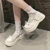 2025 New Fashion Buckle Women's Pumps Spring Autumn Round Toe Solid Butterfly Knot Platform Casual Ladies Shoes