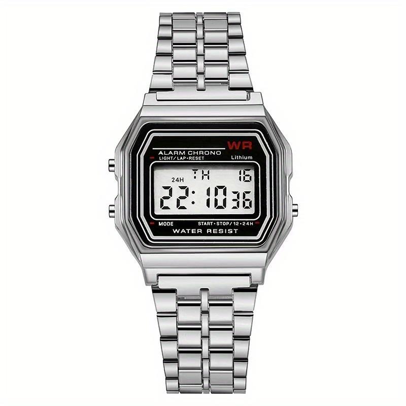 F91W Non-Waterproof Steel Band Watch For Women Men Business Clock Multi-Functional LED Digital ActiveWear Watch Electronic Clock