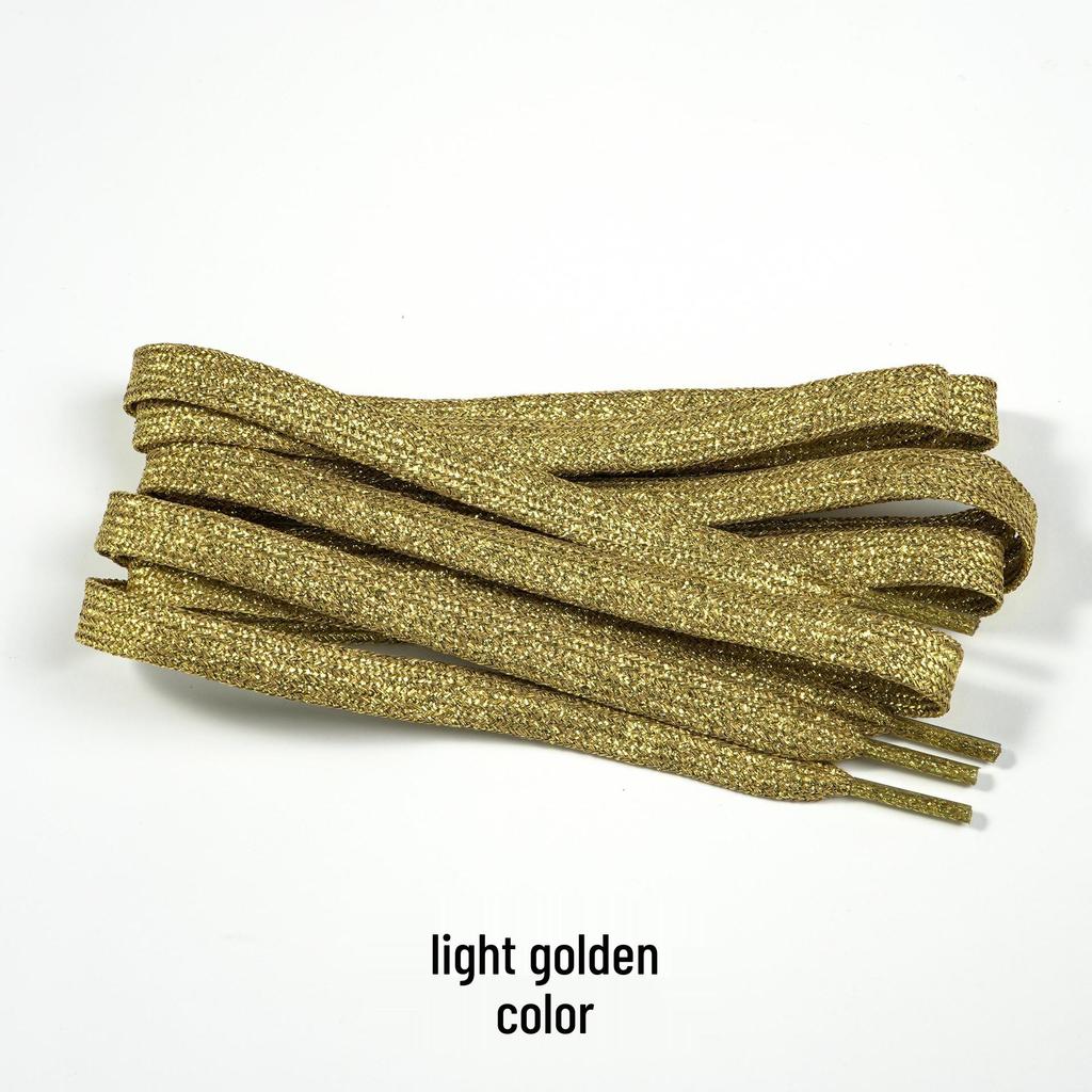 Pearlescent Gold & Silver Thread Shoelaces: Vibrant Double-Layer Flat Cords for Board, Sports, and Dance Shoes