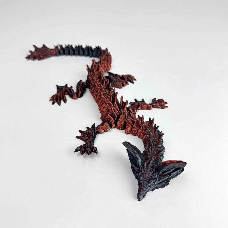 3D Printed Flame Dragon Toy Joint Movable Simulation Cool Dragon Model Home Decor Office Ornaments Creative Collection Gifts