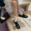 2025 new square head suede inner heightening loafers flat single shoes one pedal casual retro