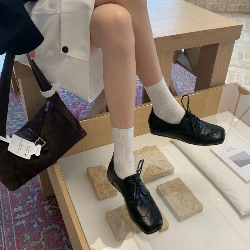 2025 new square head suede inner heightening loafers flat single shoes one pedal casual retro