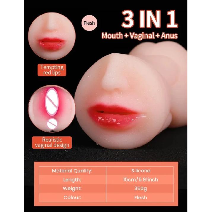 3 IN 1 Artificial Vagina for Men Masturbator Cup Deep Throat Real Oral Male Masturbation Blowjob Anal Clit Silicone Sex Toys 18+