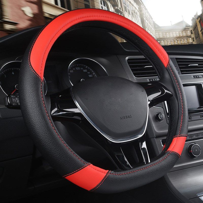 

Car Steering Wheel Cover D-Type Available Steering Wheel Cover Odorless Leather Handle Cover Two-Color Stylish Steering Wheel Cover Classic Black