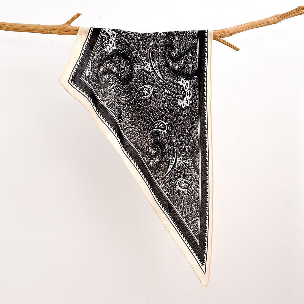 Retro Cotton and Linen Feel Triangular Silk Scarf Women's Four-season Versatile Neck Protection Scarf Headscarf Commuting Accessories Scarf