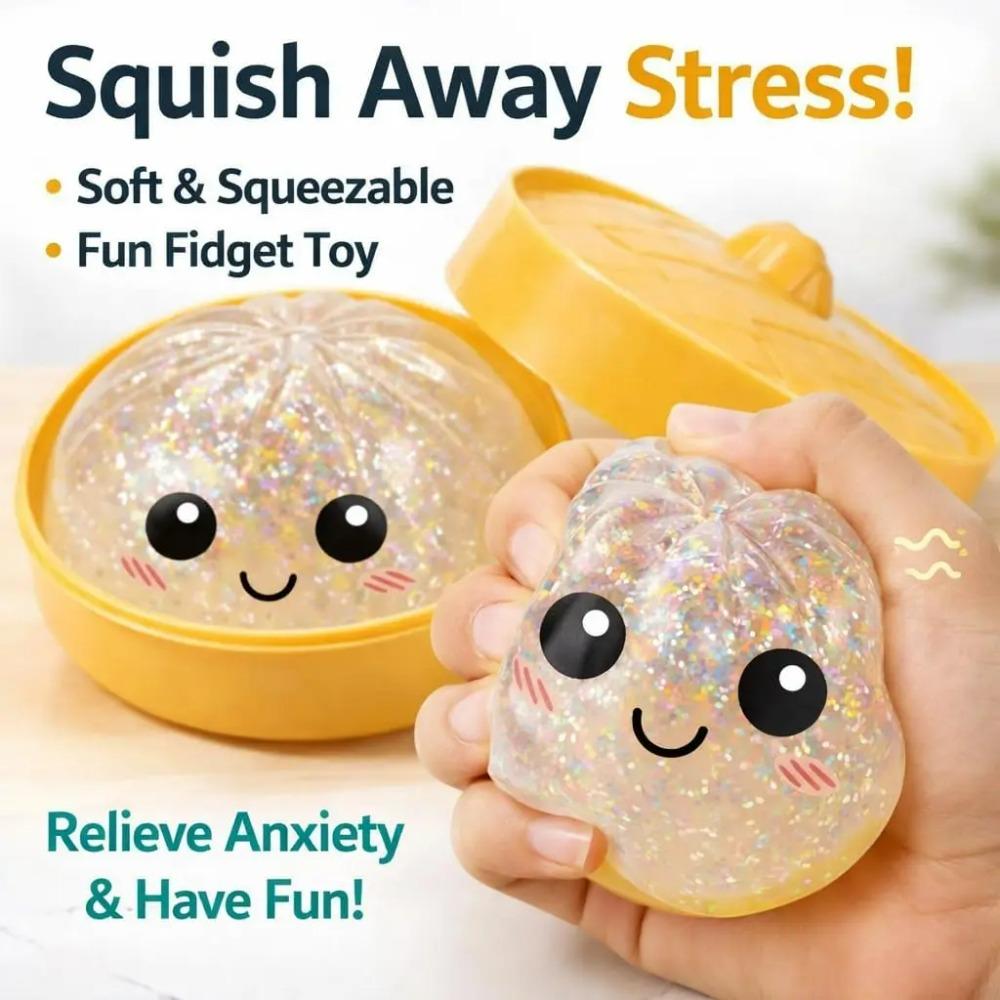 Fun Glitter Dumpling, Glitter Dumpling Squishy Box Dumplings Squishy Anxiety Relief Fidget Soft Squeeze Decompression Dough